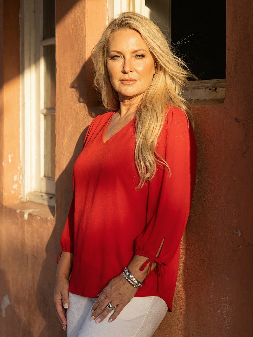 Spring Studio 65 Red 3/4 sleeve top