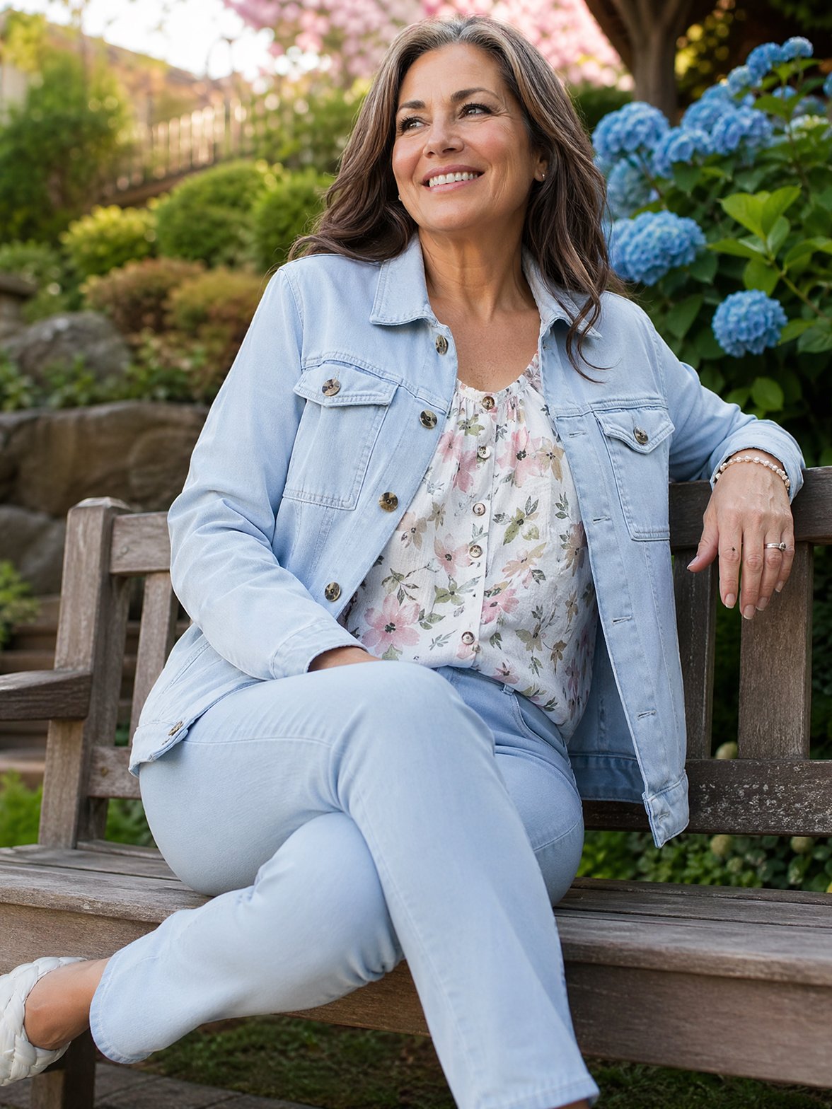Matching denim jacket and pant set