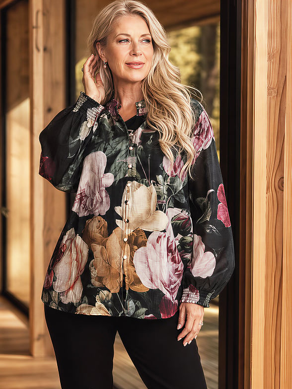 Floral Button-Up Blouse