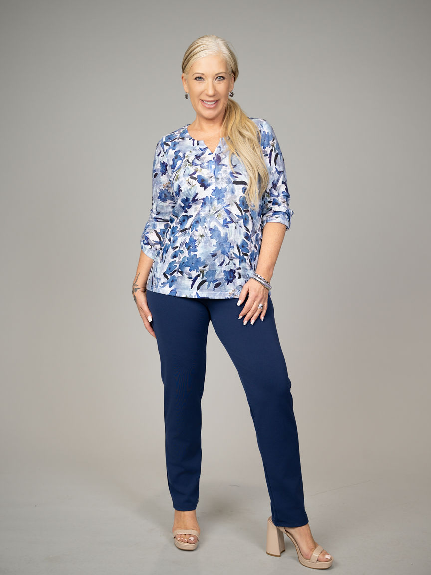 3/4 Sleeve Henley Top | Moffi | Suzanne's