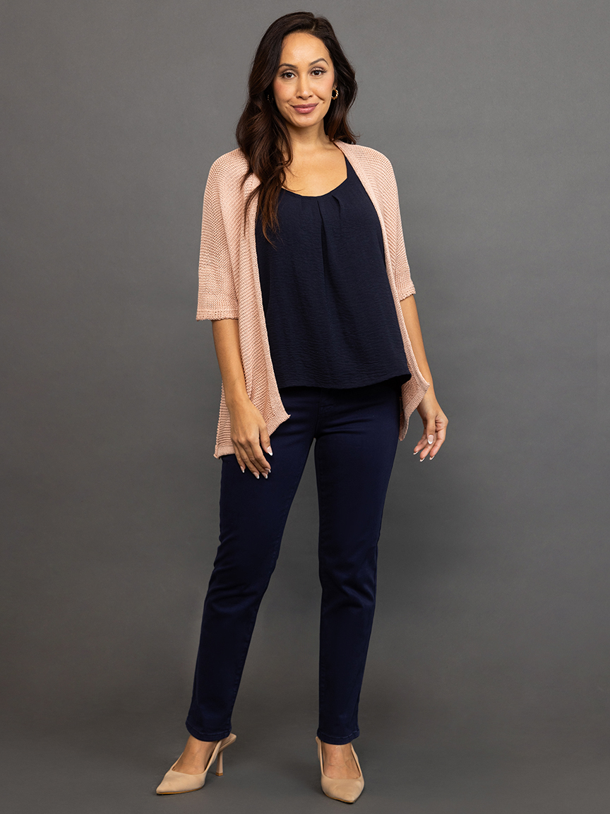 Short sleeved open knit cardigan | Made In Italy | Suzanne's