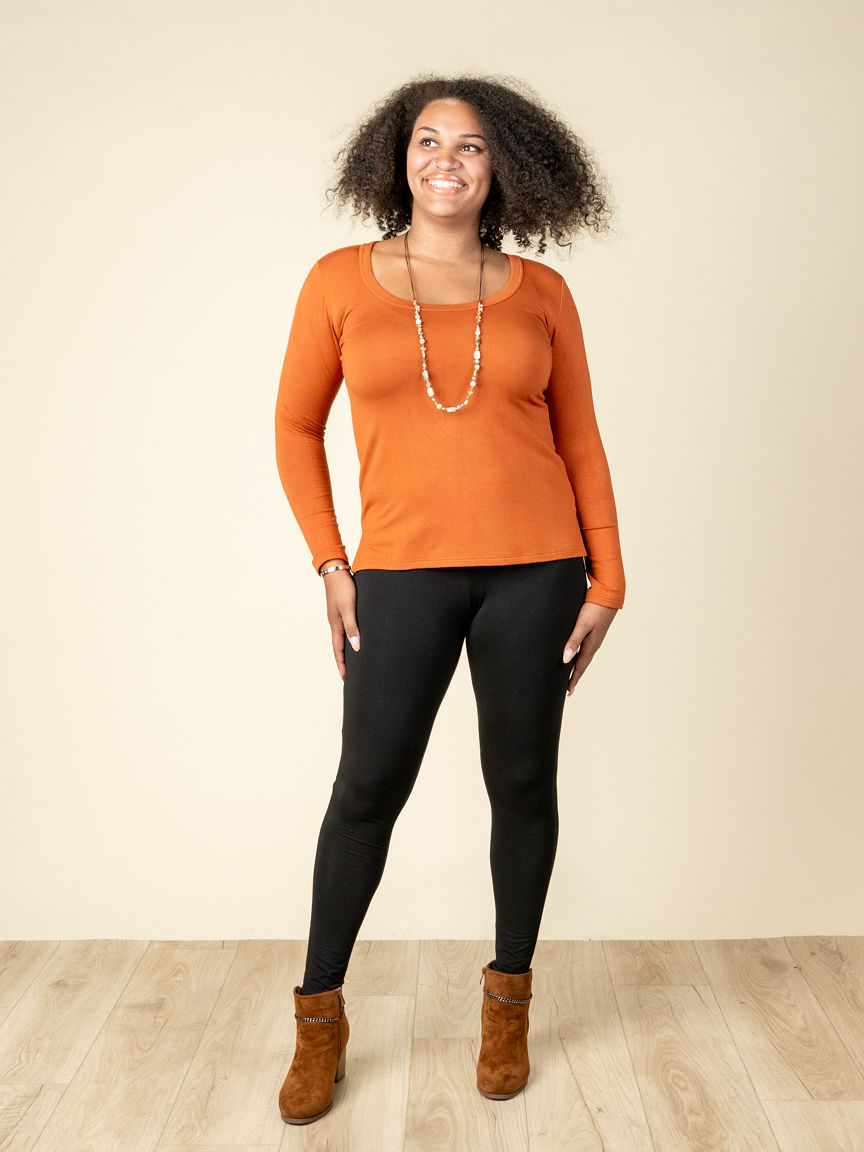 Soft French Terry Scoop Neck Long Sleeve Top | Tribal | Suzanne's