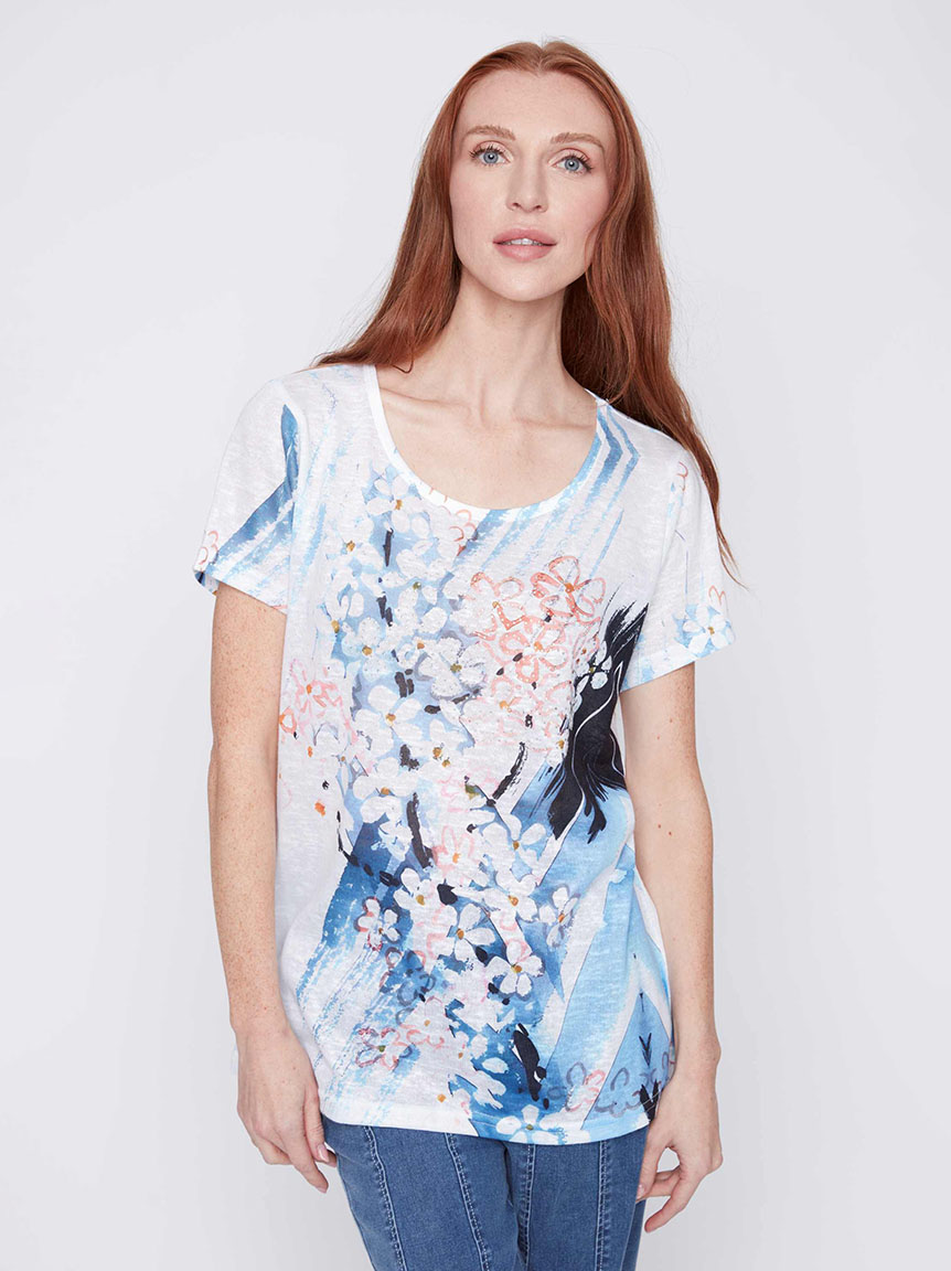 Rhinestone Embellished Short Sleeve Top | Frilli | Suzanne's