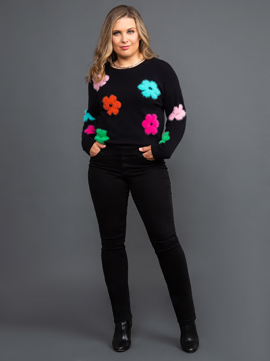 Long Sleeve Eyelash Daisy Sweater | FunSport | Suzanne's