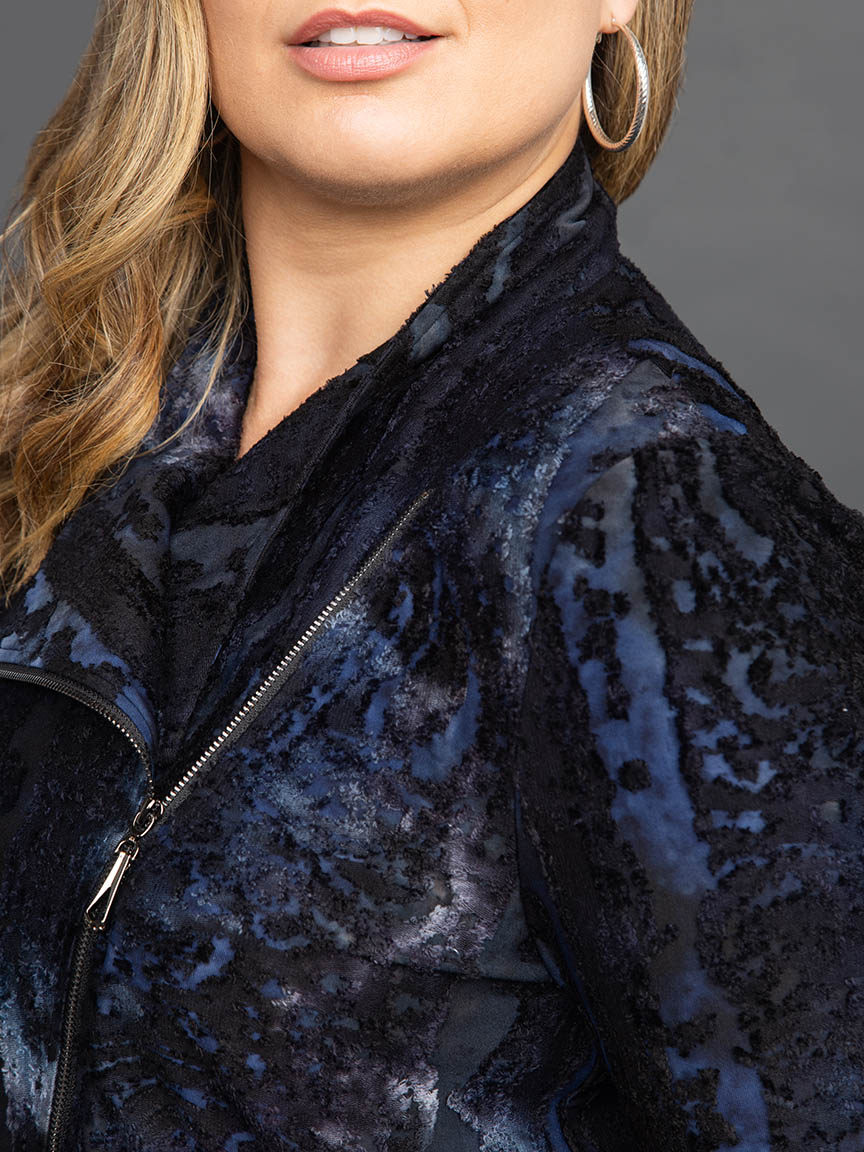 Burnout Jacket with Asymmetrical Zipper | Minkas | Suzanne's