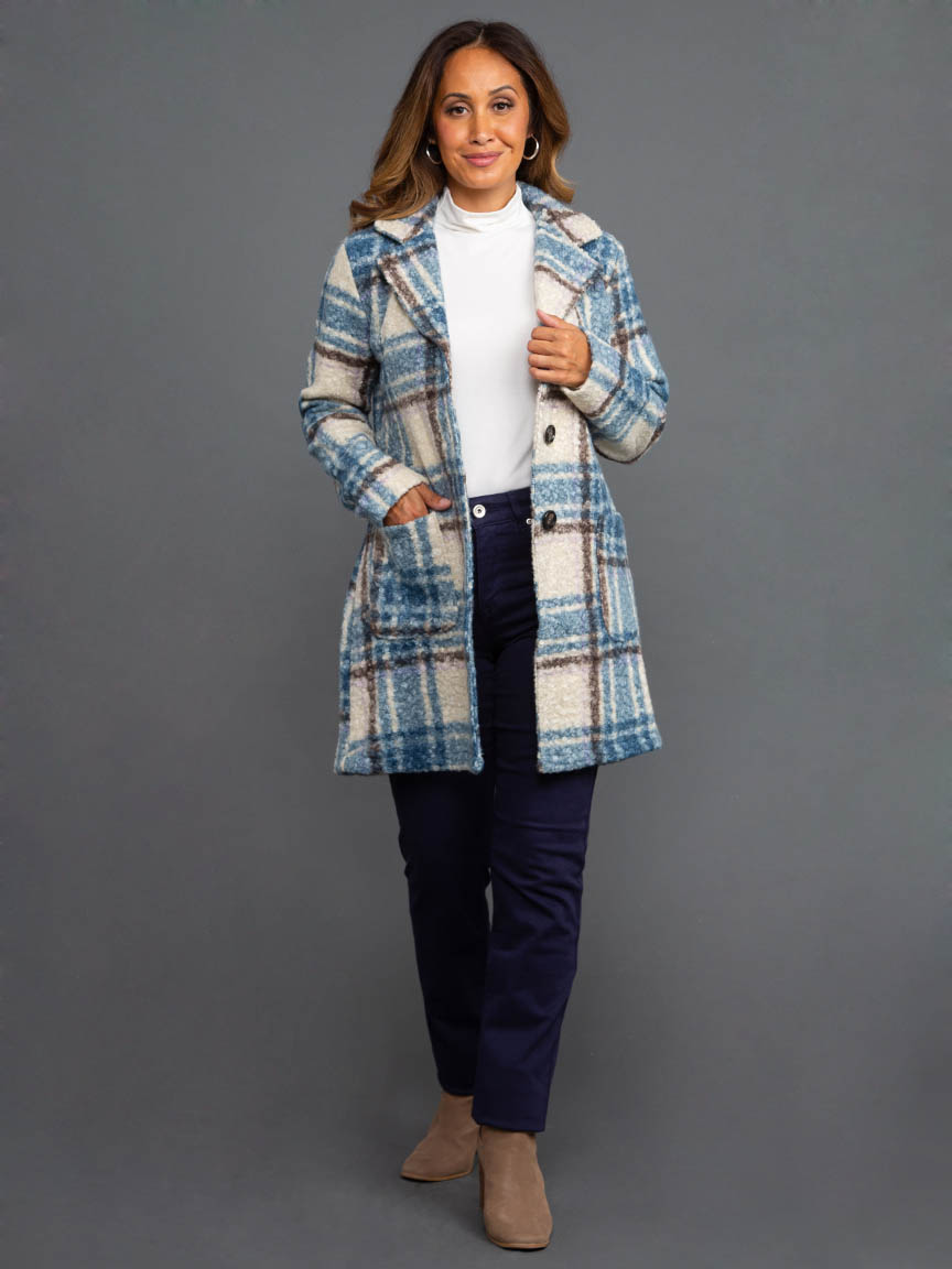 Plaid Knee Length Long Sleeve Shacket | Papa | Suzanne's