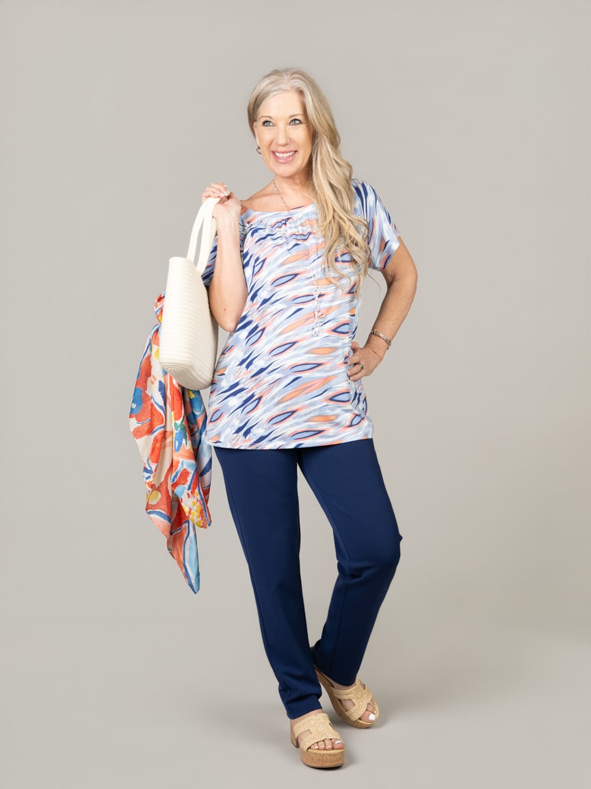 Boat Neck Short Sleeve Top | Studio 65 | Suzanne's
