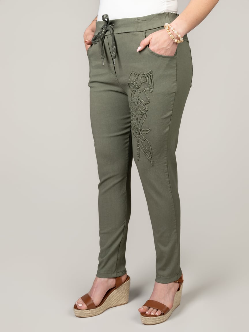 Pull-On Pants With Embroidery Detail | Sorella | Suzanne's