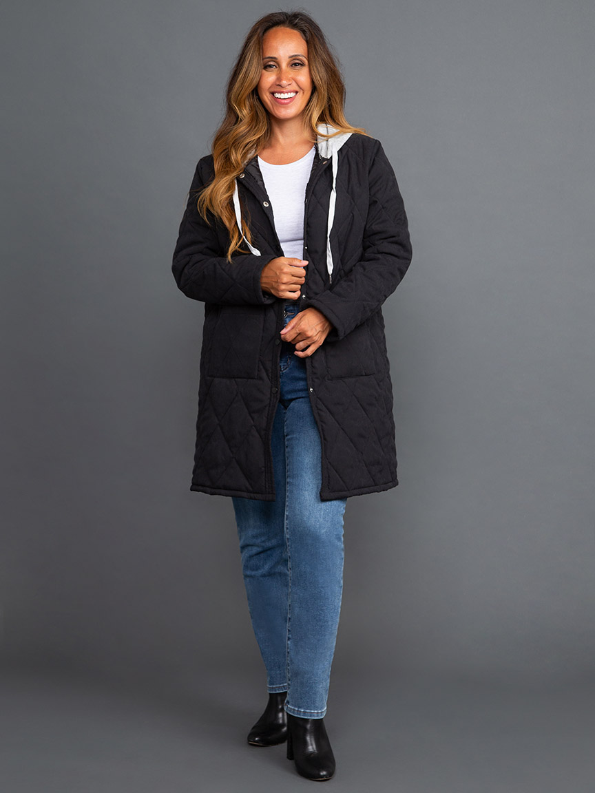 Quilted Jacket w/ Contrast Hood | Papillon | Suzanne's
