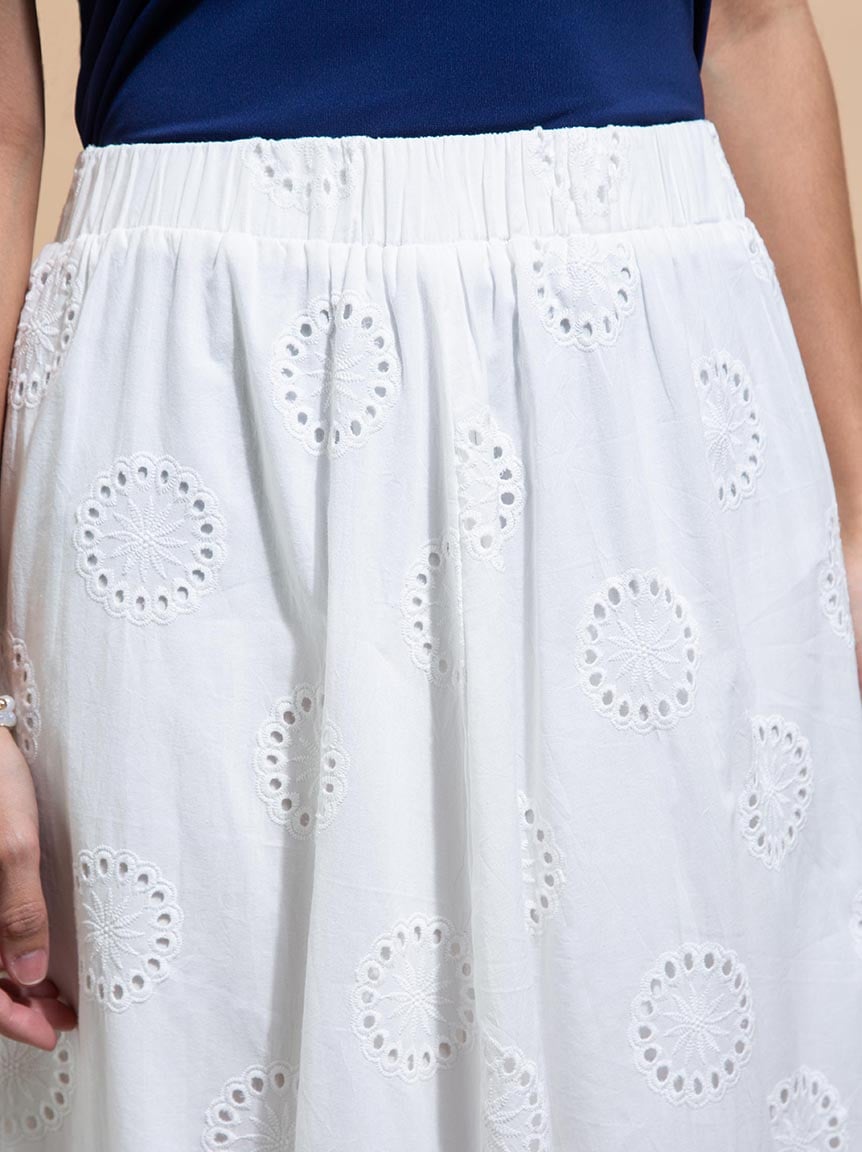 Forever 21 Floral Eyelet Mini Skirt Forever 21 Mini Dress Womens 1X White  Floral Eyelet Puff, image size:862x1152