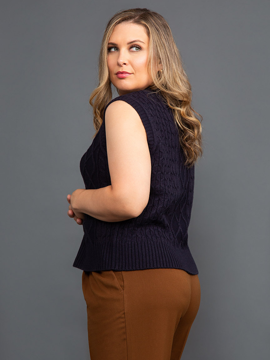 Cable Knit Button Down Sweater Vest | Studio 65 | Suzanne's