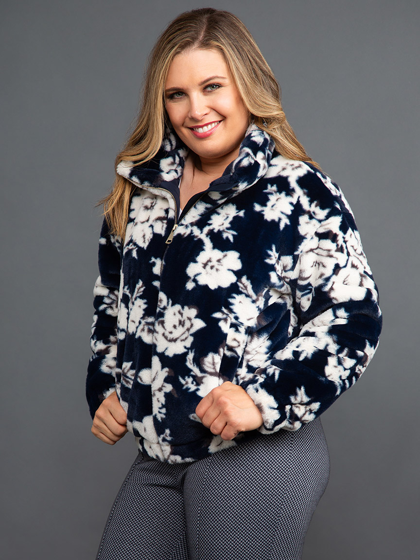 Faux Fur Floral Zip-Up Jacket | Tribal | Suzanne's