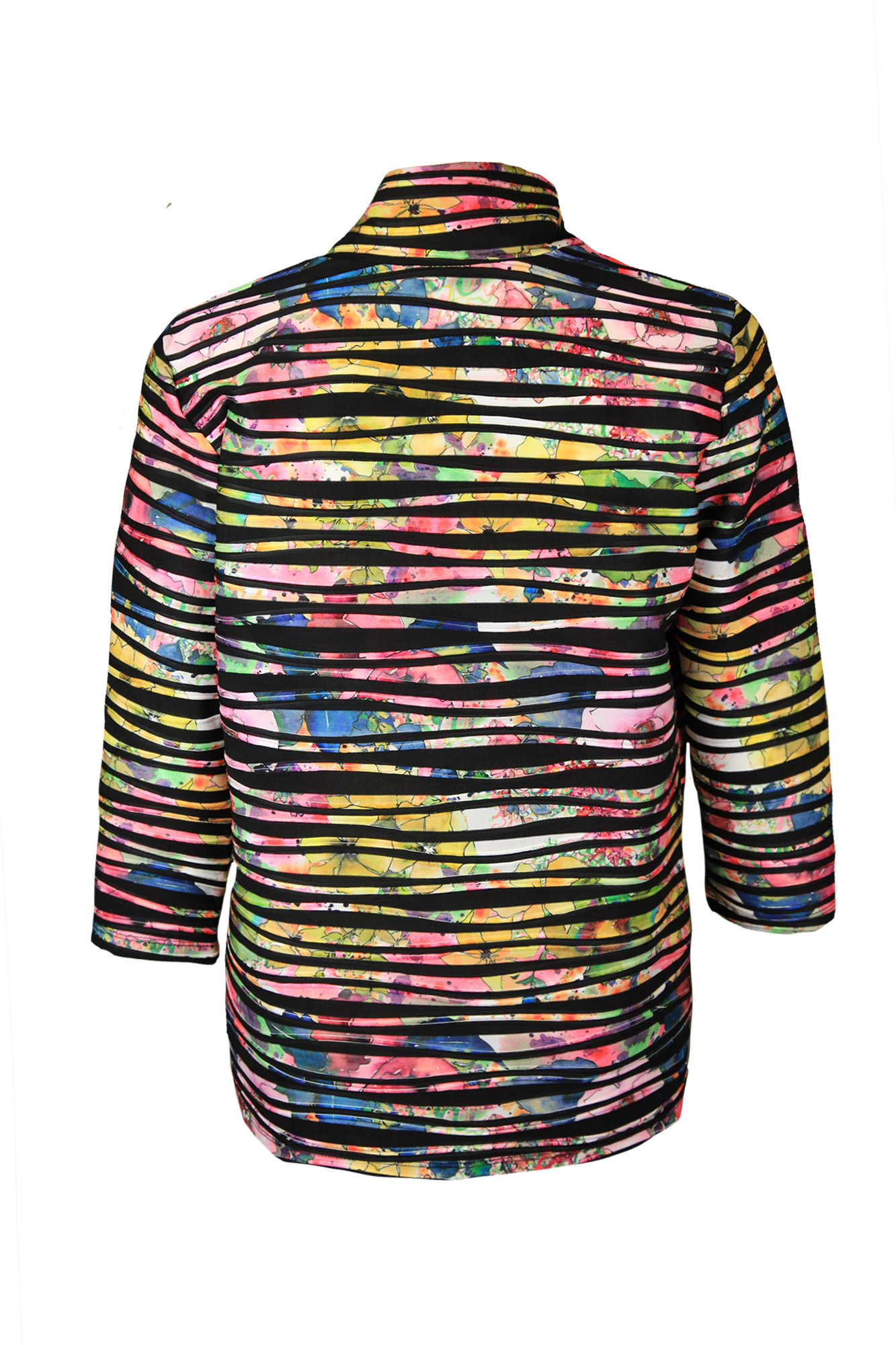 Waved Floral Cardigan with Zipper | Brochure | Suzanne's