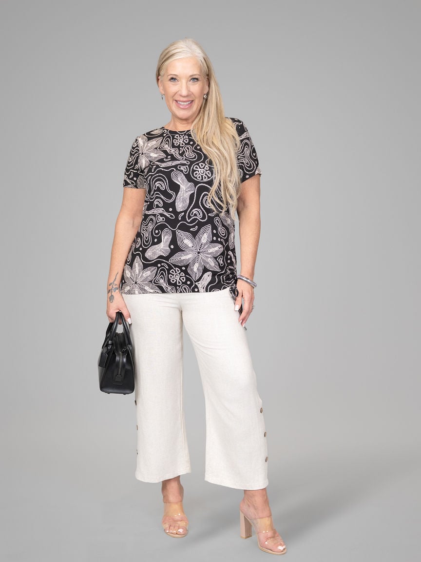 Short Sleeve Top with Drawstring Side Ruching | Tribal | Suzanne's