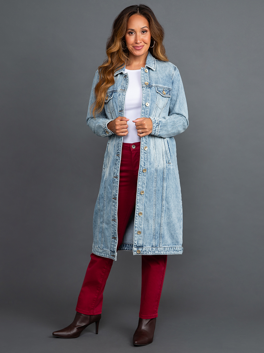 【AMERI】FAKE LAYERED DENIM LONG COAT Ameri FAKE LAYERED DENIM LONG COAT