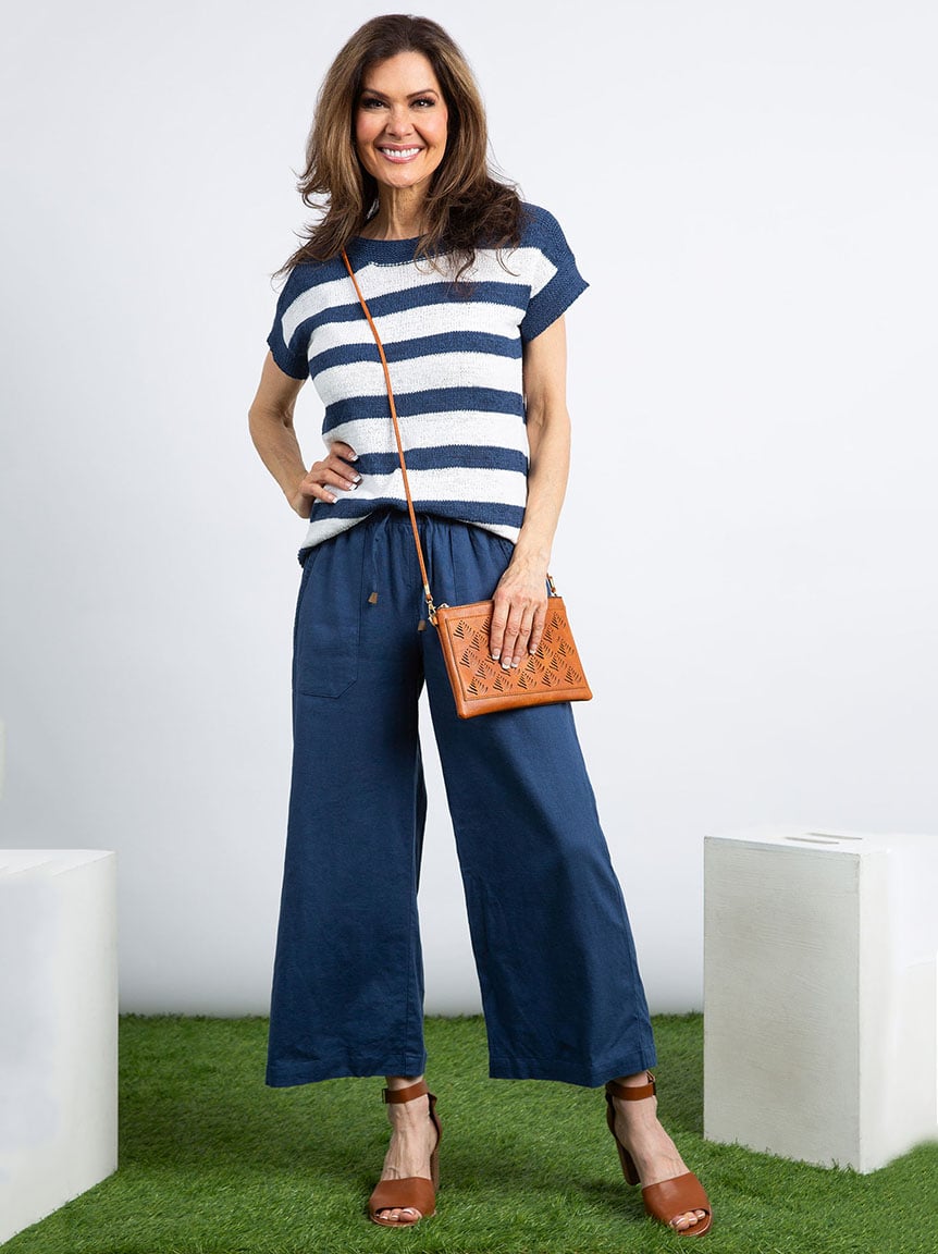 Short Sleeve Striped Knit Sweater | Spense | Suzanne's