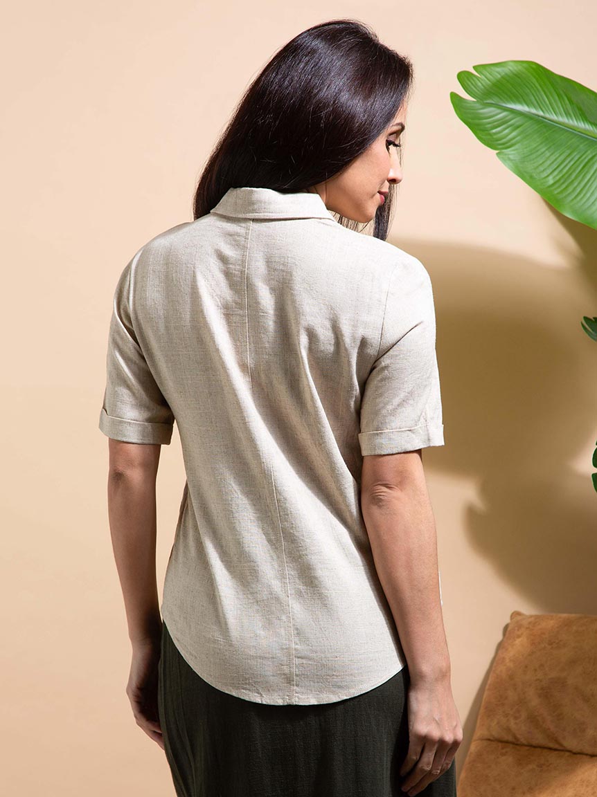 Button-Up Linen Blouse | Apricot | Suzanne's
