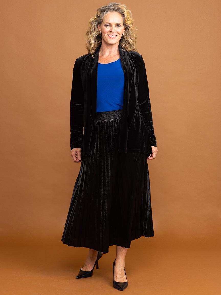 Pleated Velvet Midi Skirt | Studio 65 | Suzanne's