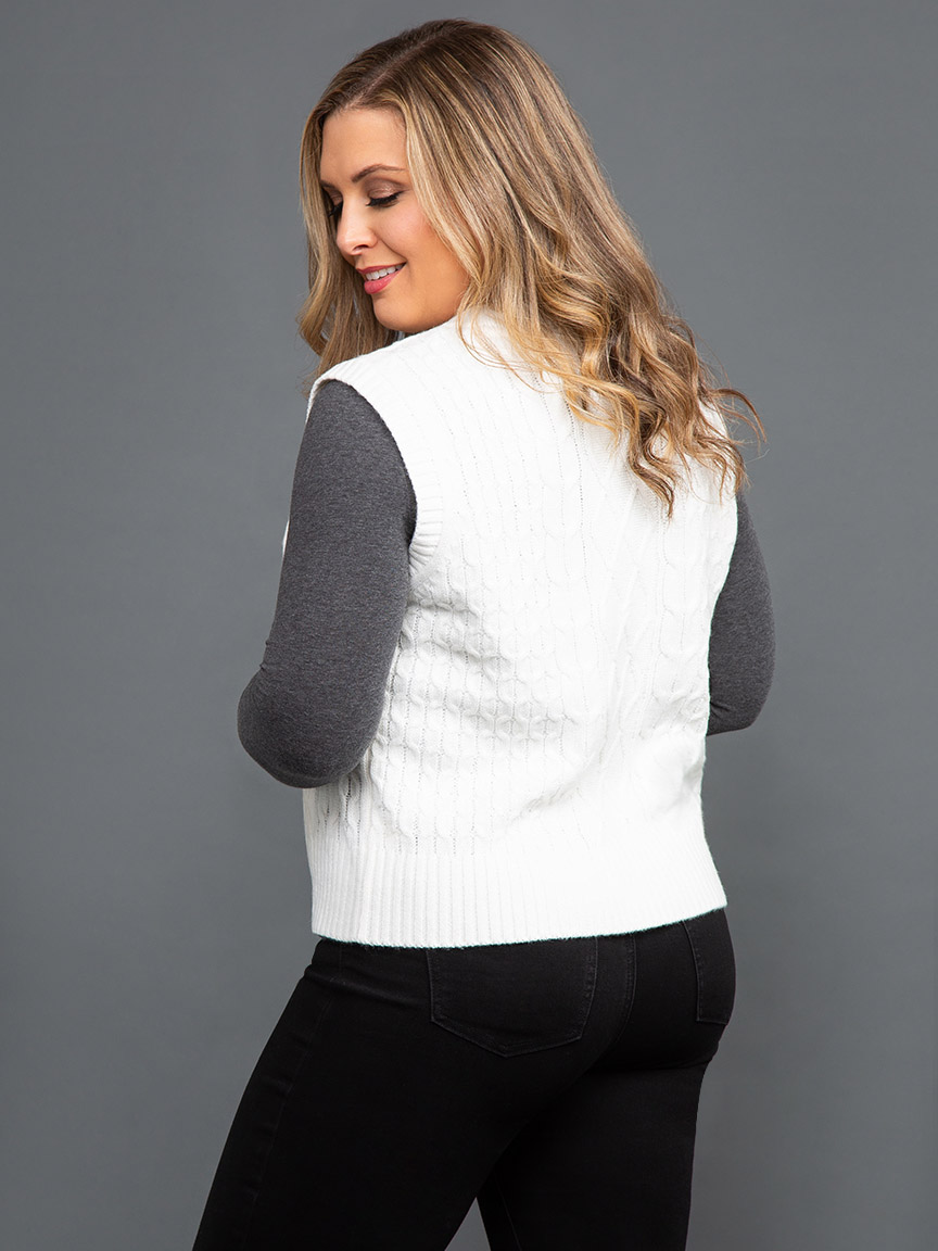 Cable Knit Button Down Sweater Vest | Studio 65 | Suzanne's