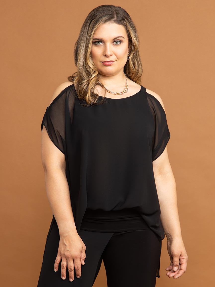Short Sleeve Top with Chiffon Lining | De Via | Suzanne's