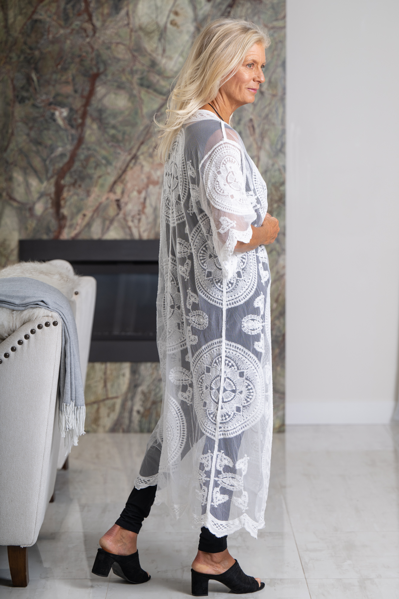 トップス POPPY LACE RUFFLE CARDIGAN Lace knit ruffle cardigan