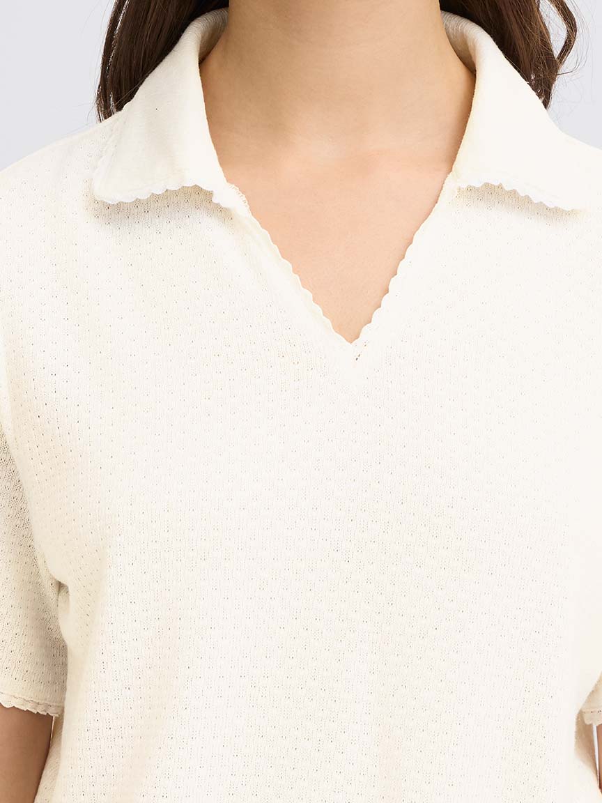 Short Sleeve Johnny Collar Top | Fransa | Suzanne's