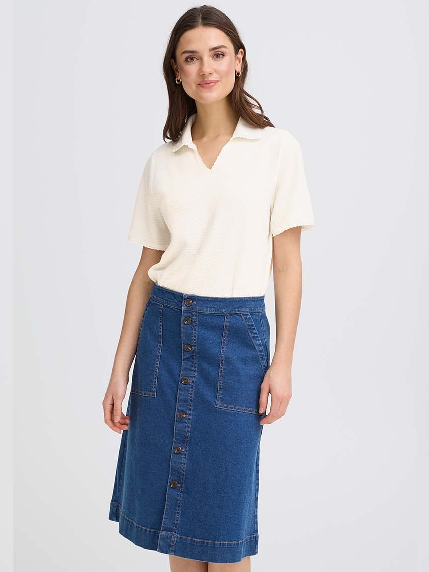 Short Sleeve Johnny Collar Top | Fransa | Suzanne's