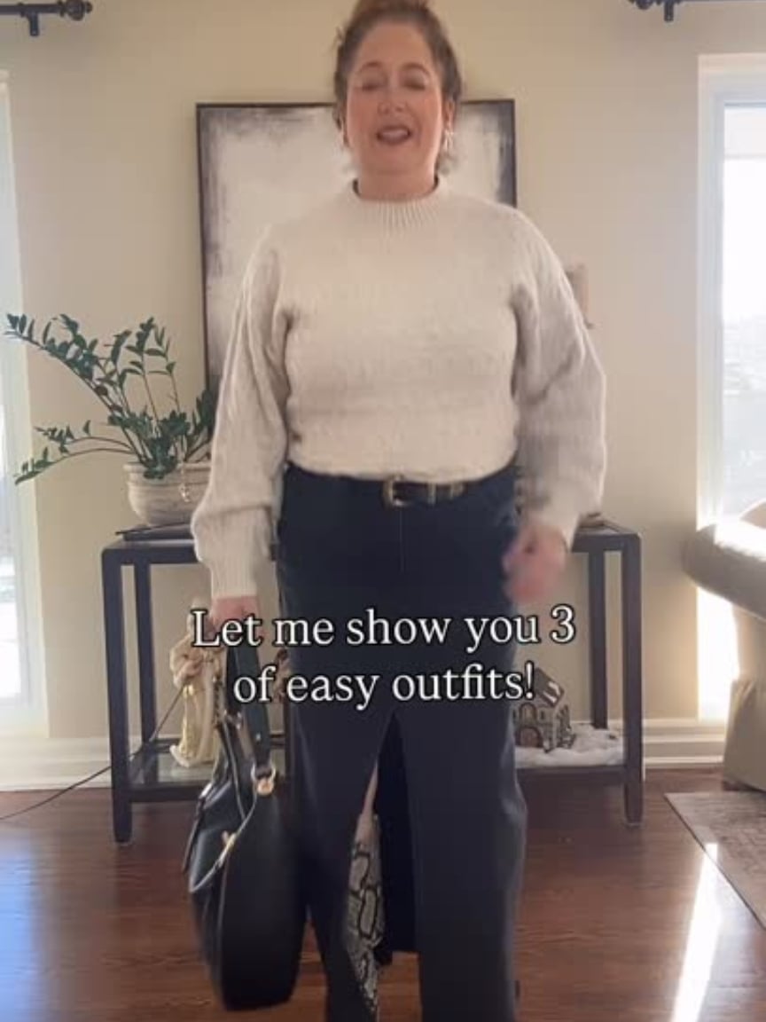 Denim Maxi Skirt with Front Slit