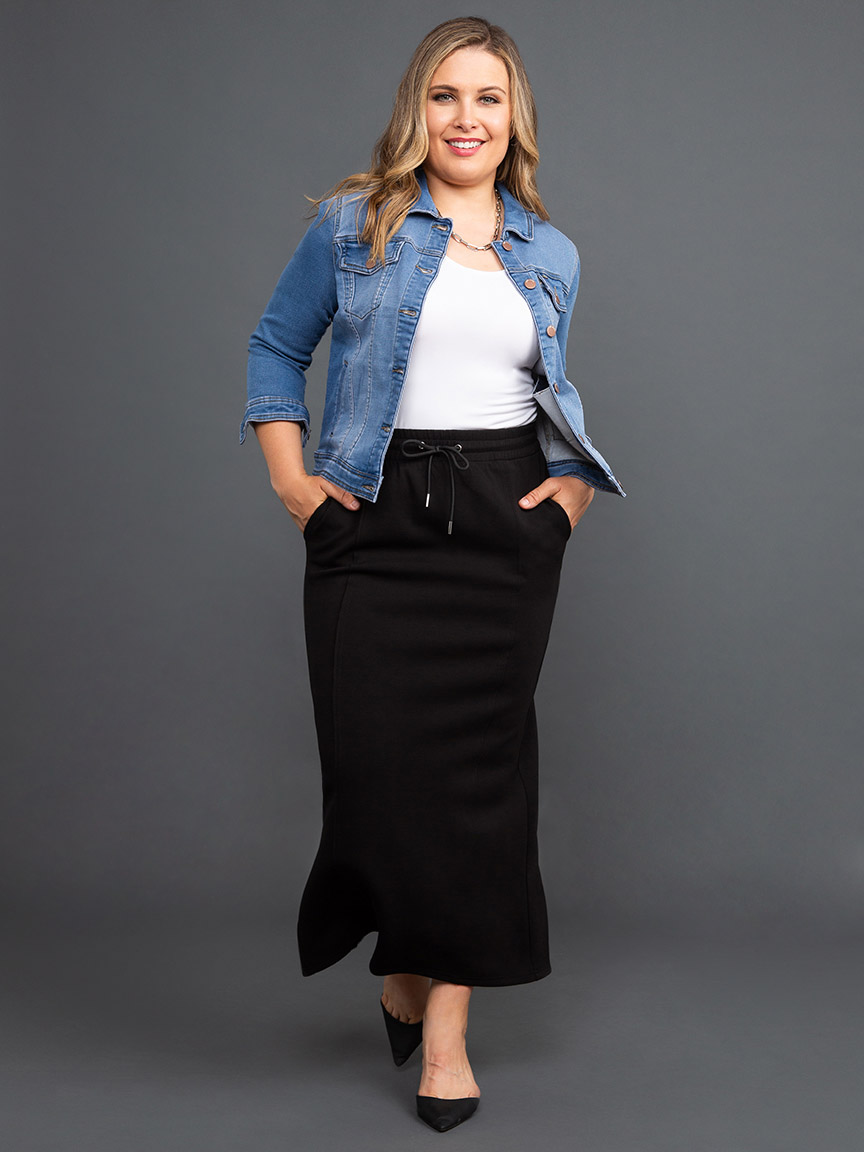 Soft Jersey Maxi Skirt w/ Back Slit | Studio 65 | Suzanne's