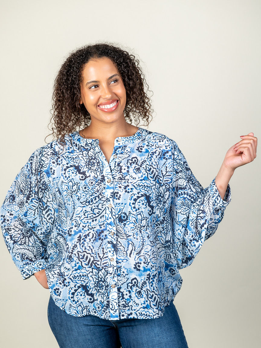 Flowy Dolman Sleeve Blouse | Tribal | Suzanne's