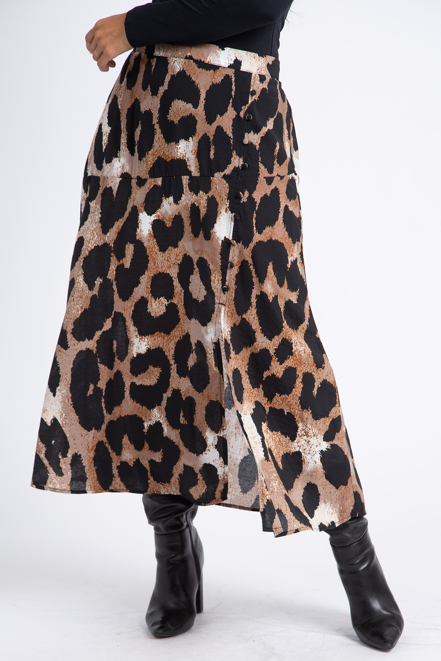 Pull-On Leopard Print Skirt w/ Buttons | Tribal | Suzanne's