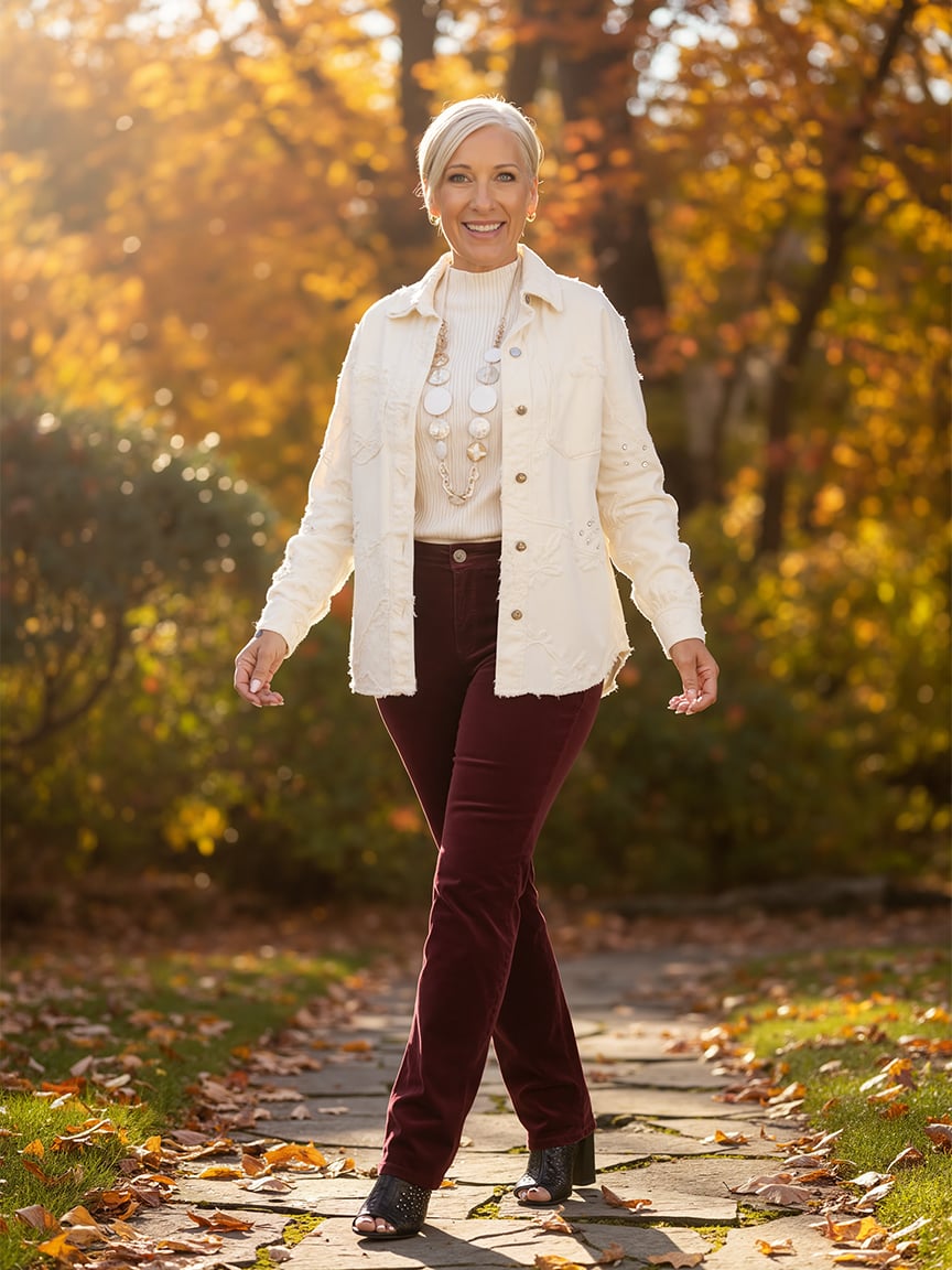 Twill Rhinestone Applique Shacket | Tribal | Suzanne's